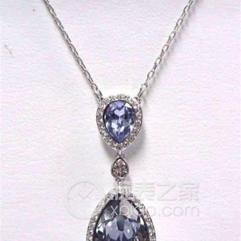 Swarovski 5113782 Christie Double Pear Necklace - Blue and Purple Crystals, Rhodium-Plated