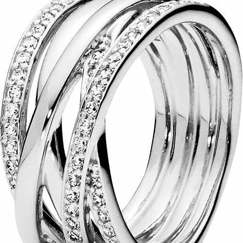 Pandora 190919CZ-52 Anillo Líneas Brillantes y Pulidas - Plata de Ley, Talla 52