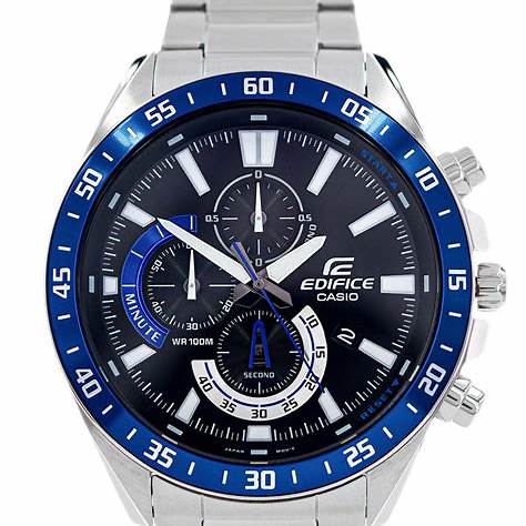 Casio Edifice EFV-620D-1A2VUEF Herren-Chronographenuhr aus Edelstahl mit schwarzem Zifferblatt