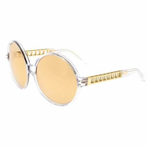 Linda Farrow 388 Clear Yellow Gold Women's Cat-Eye Sunglasses - Clear Yellow Gold Frame, Gold Mirror Lenses