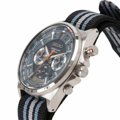 Seiko Chronograph SSB409P1 Men's Watch - Blue Dial, Nylon Strap