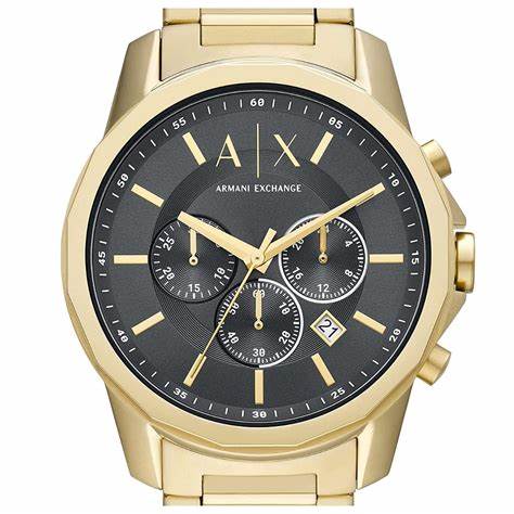 Armani Exchange AX1721 Men's Chronograph Watch - Gold-Tone Stainless Steel Bracelet, Grey Dial