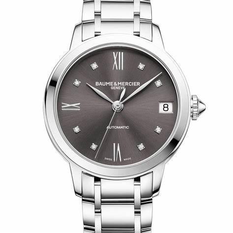 Baume & Mercier Classima M0A10610 Reloj Automático Mujer - 31mm Esfera gris, índices diamante, brazalete acero