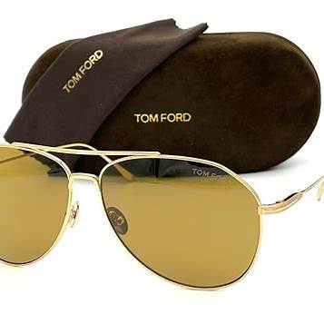 Tom Ford FT0747 30E Men's Sunglasses - Shiny Yellow Gold Frame, Brown Lenses