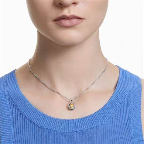 Swarovski 5648447 Chroma Pendant - Octagon Cut Multicolored Crystals, Rhodium-Plated