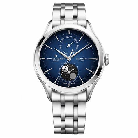 Baume & Mercier Clifton 10725 Orologio automatico da uomo - Quadrante blu 42 mm, bracciale in acciaio inossidabile
