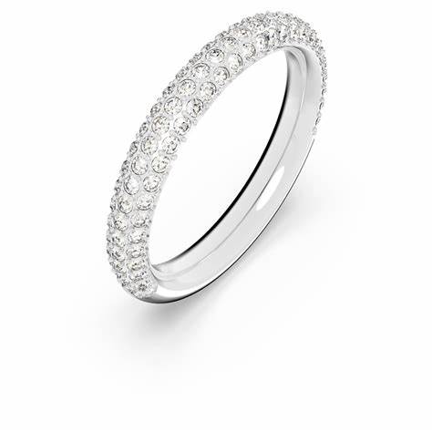 Swarovski 5412047 Stone Mini Ring - White Crystals, Rhodium-Plated, Size 52