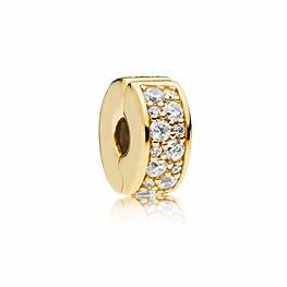 Pandora 768658C01 Dije de clip con pavé transparente - baño de oro de 14k
