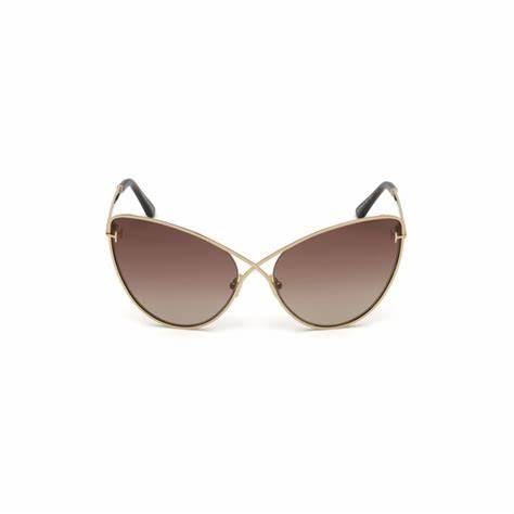 Lunettes de soleil Tom Ford FT0786 28F pour femme - monture or rose brillant, verres marron dégradés