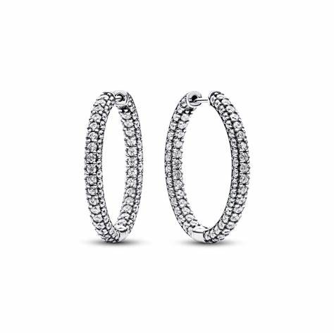 Pandora 293016C01 Timeless Pavé Single-row Hoop Earrings