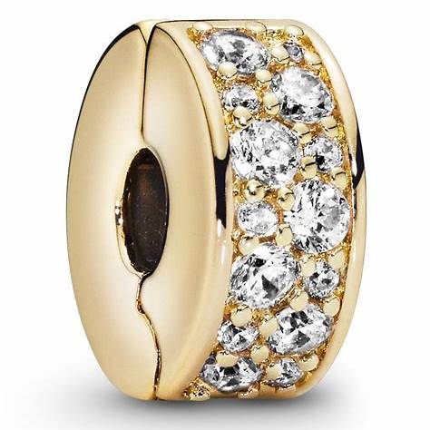 Pandora 768658C01 Dije de clip con pavé transparente - baño de oro de 14k