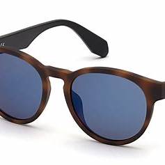 Adidas Originals OR0025-F 56X Unisex Sunglasses - Dark Havana Frame, Blue Mirrored Lenses