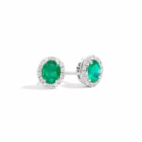 Recarlo E33CC251_SM 18K White Gold Emerald and Diamond Earrings