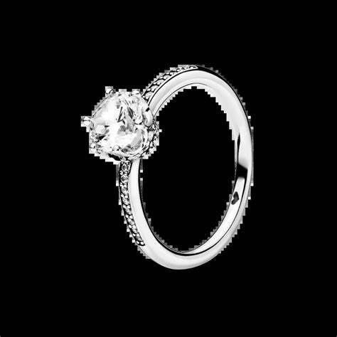 Pandora 198289CZ-52 Clear Sparkling Crown Solitaire Ring - Sterling Silver, Size 52