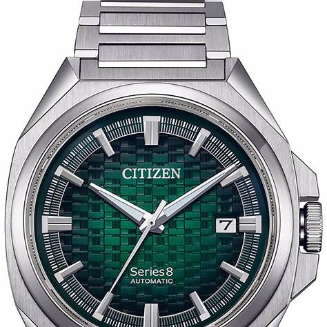 Citizen NB6050-51W Men's Series 8 Automatic Watch, Green Dial, Stainless Steel Bracelet