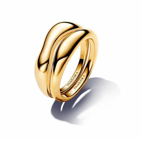 Pandora 163264C00-52 Bagues empilables de forme organique - plaqué or 14k, taille 52
