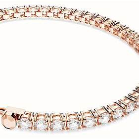 Swarovski 5657659 Pulsera Tenis Matrix - Cristales Transparentes, Baño Dorado Rosa