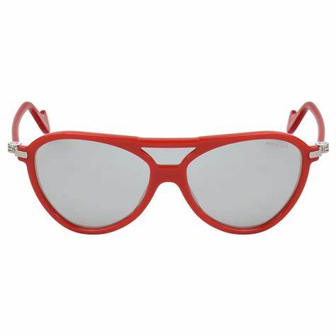 Moncler ML0054 67C Unisex Pilot Sunglasses - Matte Red Frame, Grey Lenses