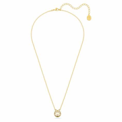 Swarovski 5662091 Bella V Pendant Necklace - Round Cut, Gold-Tone Plated