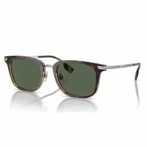 Burberry Peter BE4395 3002/71 Unisex Sunglasses - Havana Frame, Green Lenses