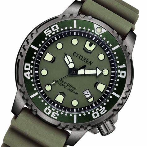 CITIZENCitizen BN0157 - 11X Men's Promaster Eco - Drive Dive Watch - 44mm Green Dial, Polyurethane StrapWATCHESEcecile