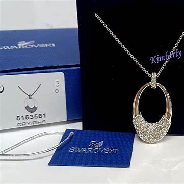 Swarovski 5153581 Degree Medium Pendant Necklace - Rhodium-Plated, Clear Crystal Pavé