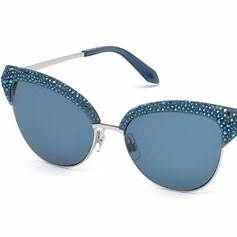 Atelier Swarovski SK0164-P 90X55 Damen-Sonnenbrille - Gestell mit blauem Katzenauge, blaue Gläser