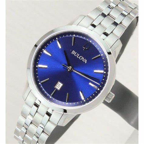 Bulova 96M166 Women's Classic Quartz Watch - 31mm Stainless Steel Case, Blue Dial, Stainless Steel Bracelet