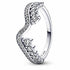 Pandora 192543C01-52 Sparkling Asymmetric Wave Ring - Size 52