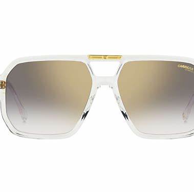 Carrera Victory C 01/S 900/FQ Unisex Sunglasses - Crystal Frame, Grey Shaded Gold Mirror Lenses