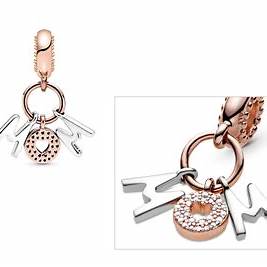 Pandora 788828C01 Colgante Letras de Mamá - Plata de ley bicolor y baño de oro rosa de 14k