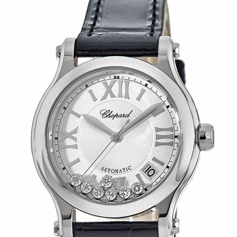 Chopard Happy Sport 36mm Women's Automatic Watch, Silver Dial, Floating Diamonds