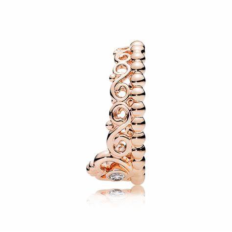 Pandora 180880CZ-60 Anillo Corona Tiara Princesa - Baño de Oro Rosa 14k, Talla 60