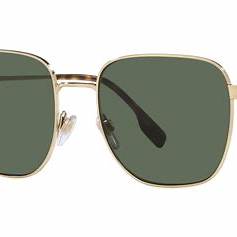 Burberry Drew BE3142 1109/71 Men's Sunglasses - Light Gold Frame, Green Lenses