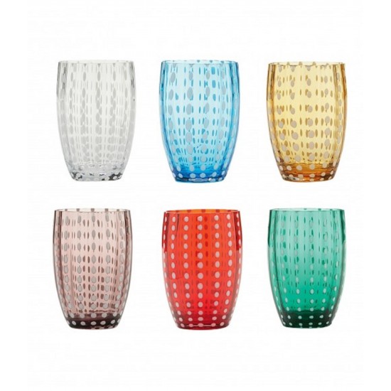 Zafferano Perle Set 6 Glass Assorted Colours - T1